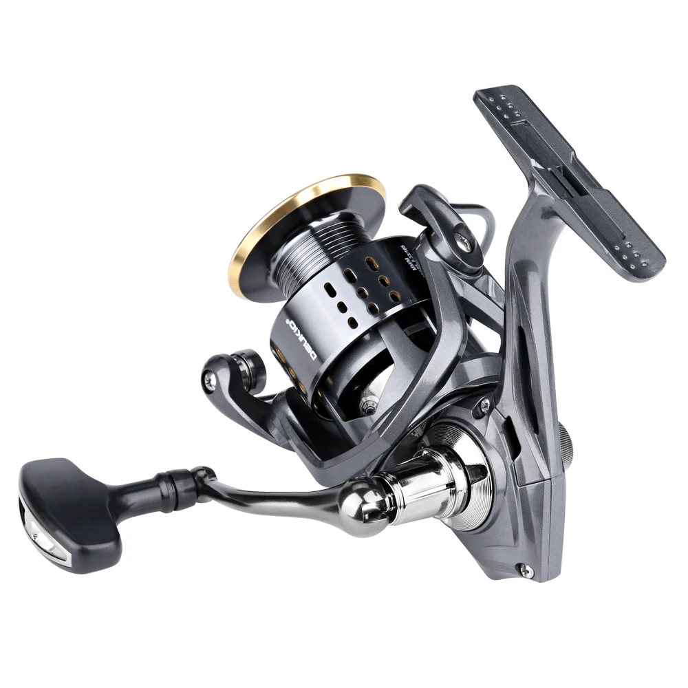 DEUKIO Spinning Reel MAX Drag Power 15KG Speed Ratio 5.2:1 3+1BB Bearing No-gap Metal Spool Fishing Reel Freshwater Saltwater