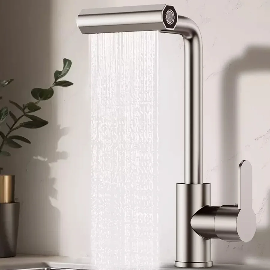 

Waterfall kitchen faucet stainless steel 360° rotating Pull waterfall flow spray head hot cold water sink mixer kitchen faucet