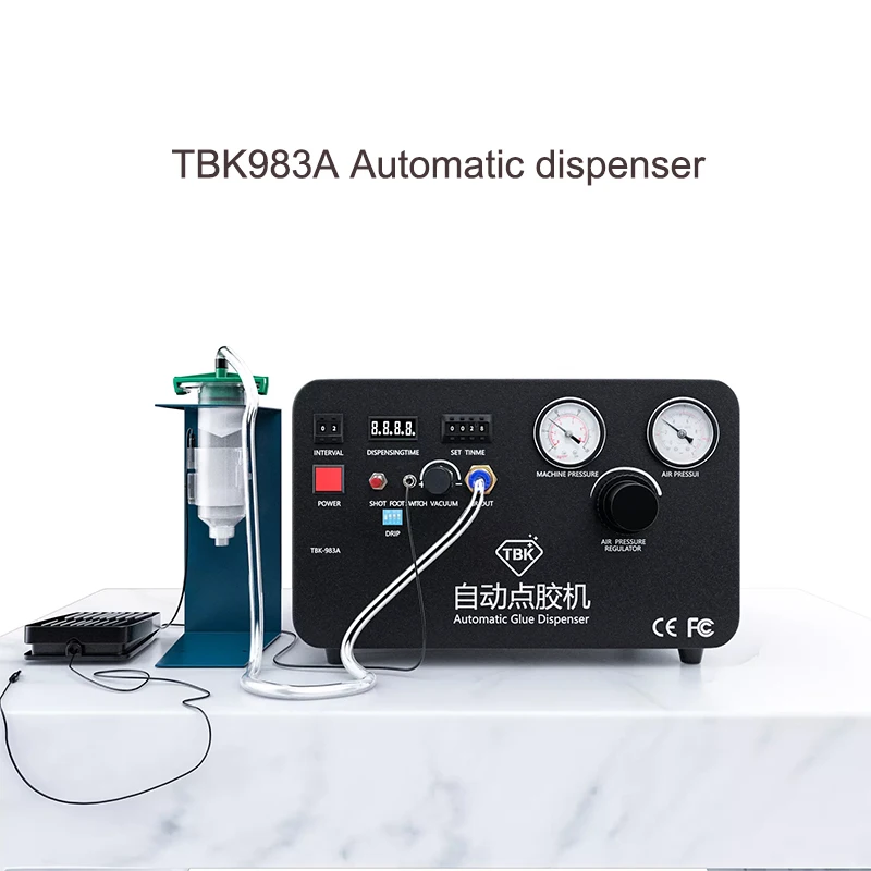Ultra-Quiet TBK983A Built-in Automatic Glue Applicator for Mobile Phone iPhone Repair Air Compressor