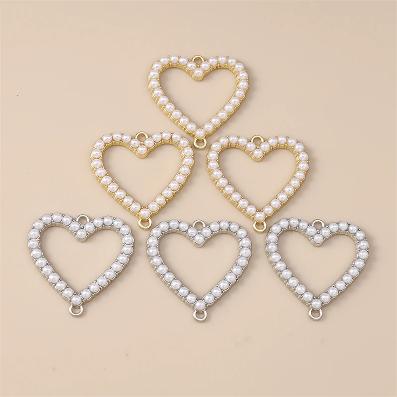 20 Stück Imitationsperle Metall Hohl Liebe Herz Charms Verbinder für Schmuckherstellung DIY Armbänder Halsketten Handarbeit Handwerk Geschenke – Detail 6