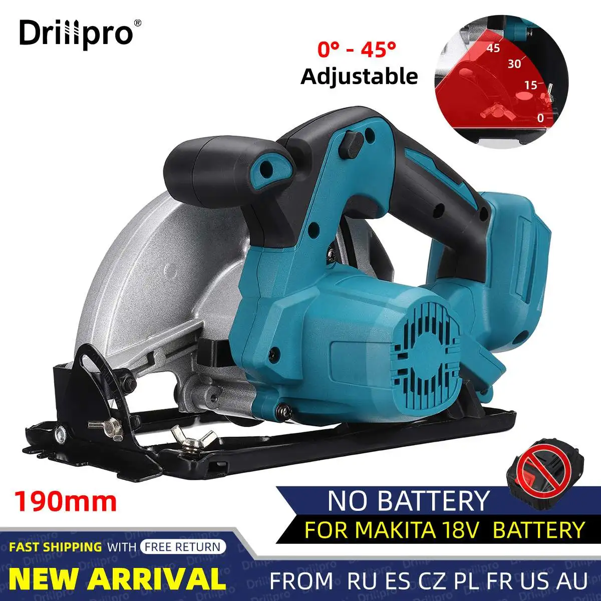 Drillpro-serra Circular Elétrica sem Escova Carpintaria Elétrica Ferramenta Elétrica de Corte Bateria Makita 18v 1200w 5000rpm