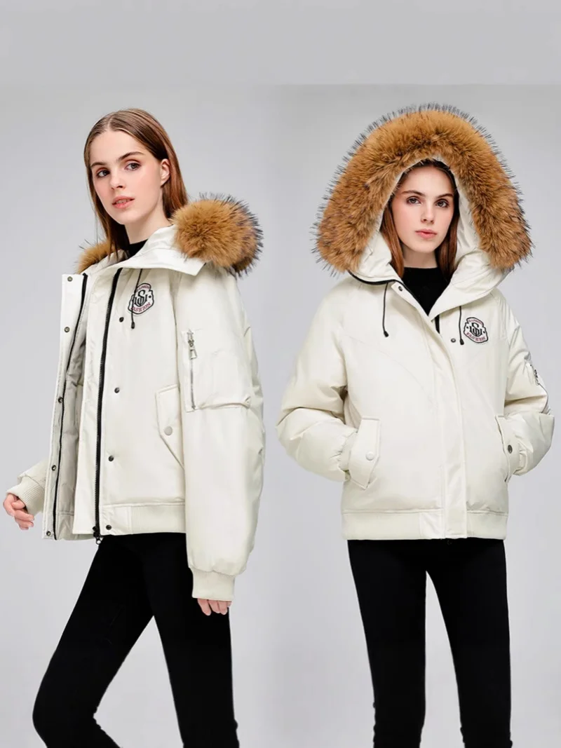 

Женская свободная теплая куртка на хлопковой подкладке, новинка 2025 года, морозостойкая модная одежда с большим меховым воротником, модная одежда