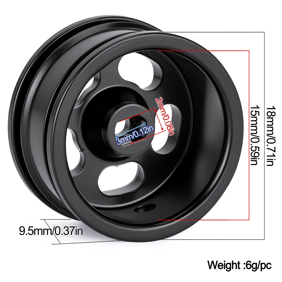 0.7 Inch Black Brass Wheel Rims Hub for 1/30 Axial SCX30 Jeep Wrangler JLU Ford Bronco RC Crawler Car Upgrade