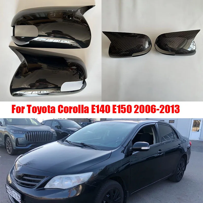 Car rearview mirror decorative cover with glossy black sticker For Toyota Corolla E140 E150 2006 2007 2008 2012 2013