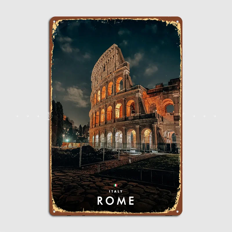 The Colosseum in Rome at Travel Poster Metal Sign Life Wall Custom Bedroom Indoor Home Wall Decor Posters Room Decoration