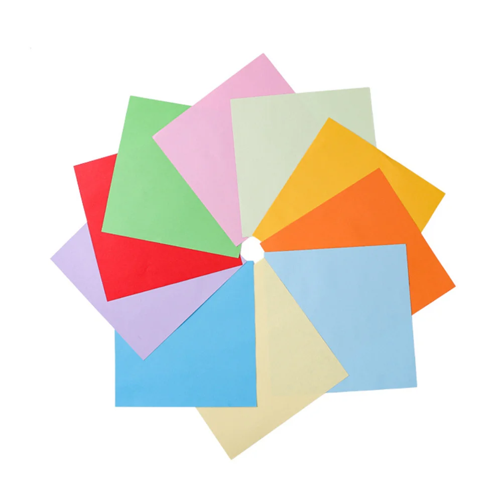 500Pcs Colored Folding Paper DIY Handcraft Decals Ten Color Mixed 14x14cm Safe Premium Material for Art Craft Stationery Home