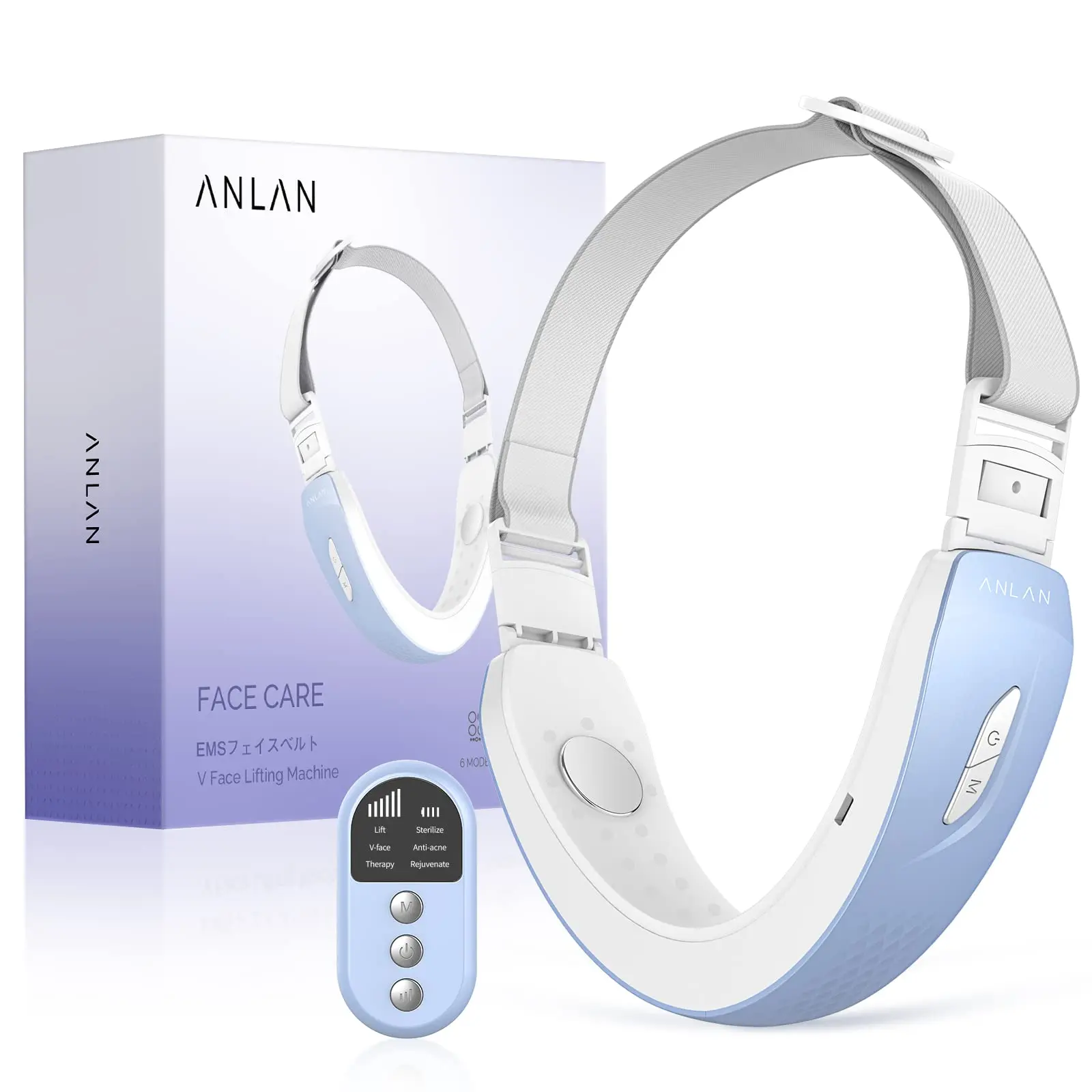 ANLAN-Fixed Face Lifting Device, Massagem EMS, Duplo Chin Remover, Vermelho, Azul, Luz, Calor, Em