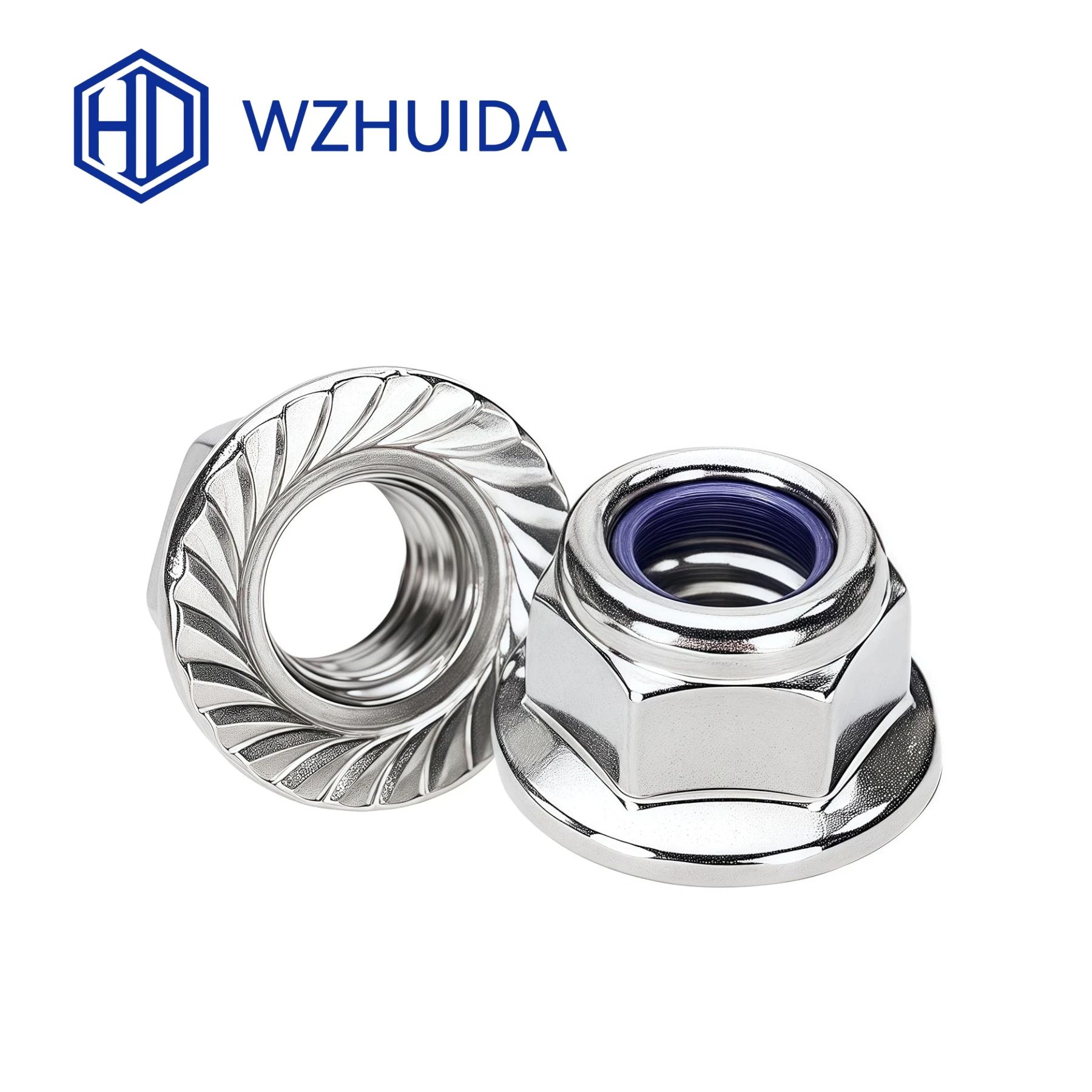 WZHUIDA M3 M4 M5 M6 M8 M10 M12 Flange Lock Nuts DIN 6926, A2 Stainless Steel Hex Flange Nuts with Serrated Flange, Self-Locking