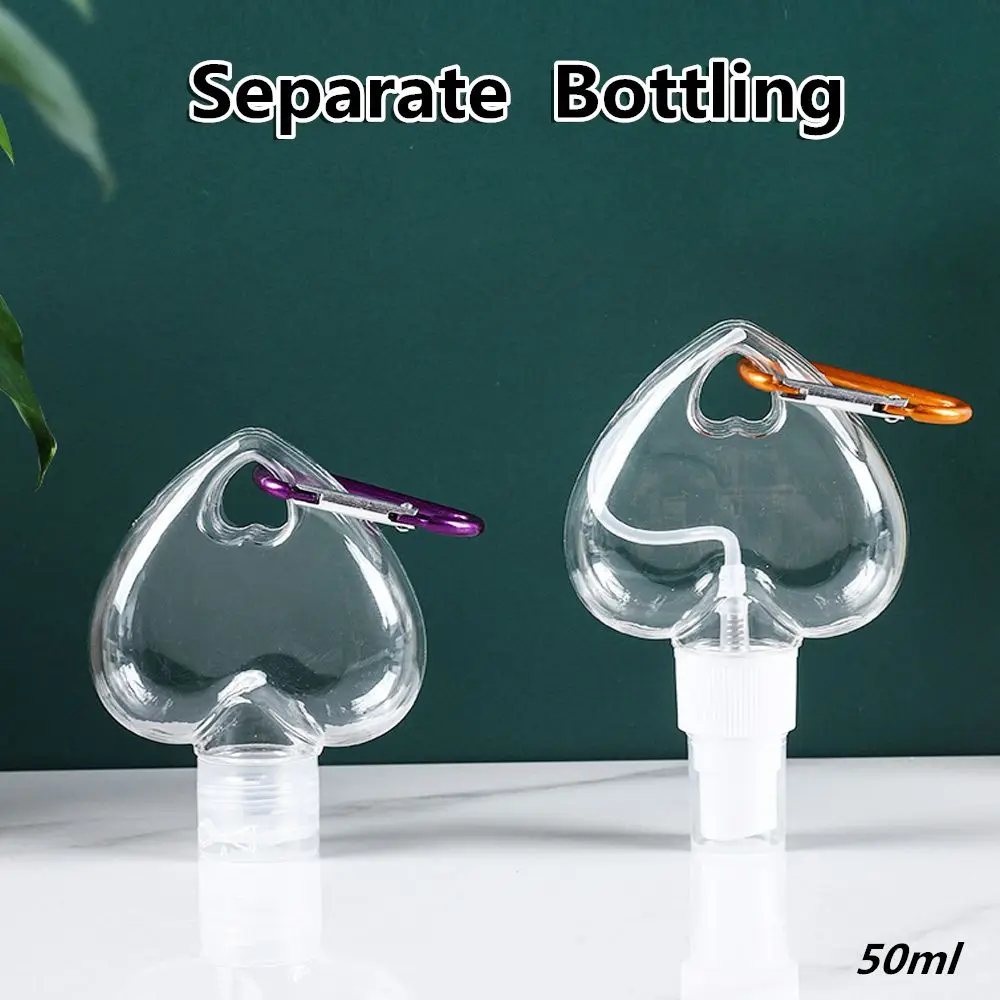 Botella de Perfume Transparente de 50 ml con Gancho Metálico en Forma de Corazón, Botella de Spray, Frasco para Loción, Envase Vacío