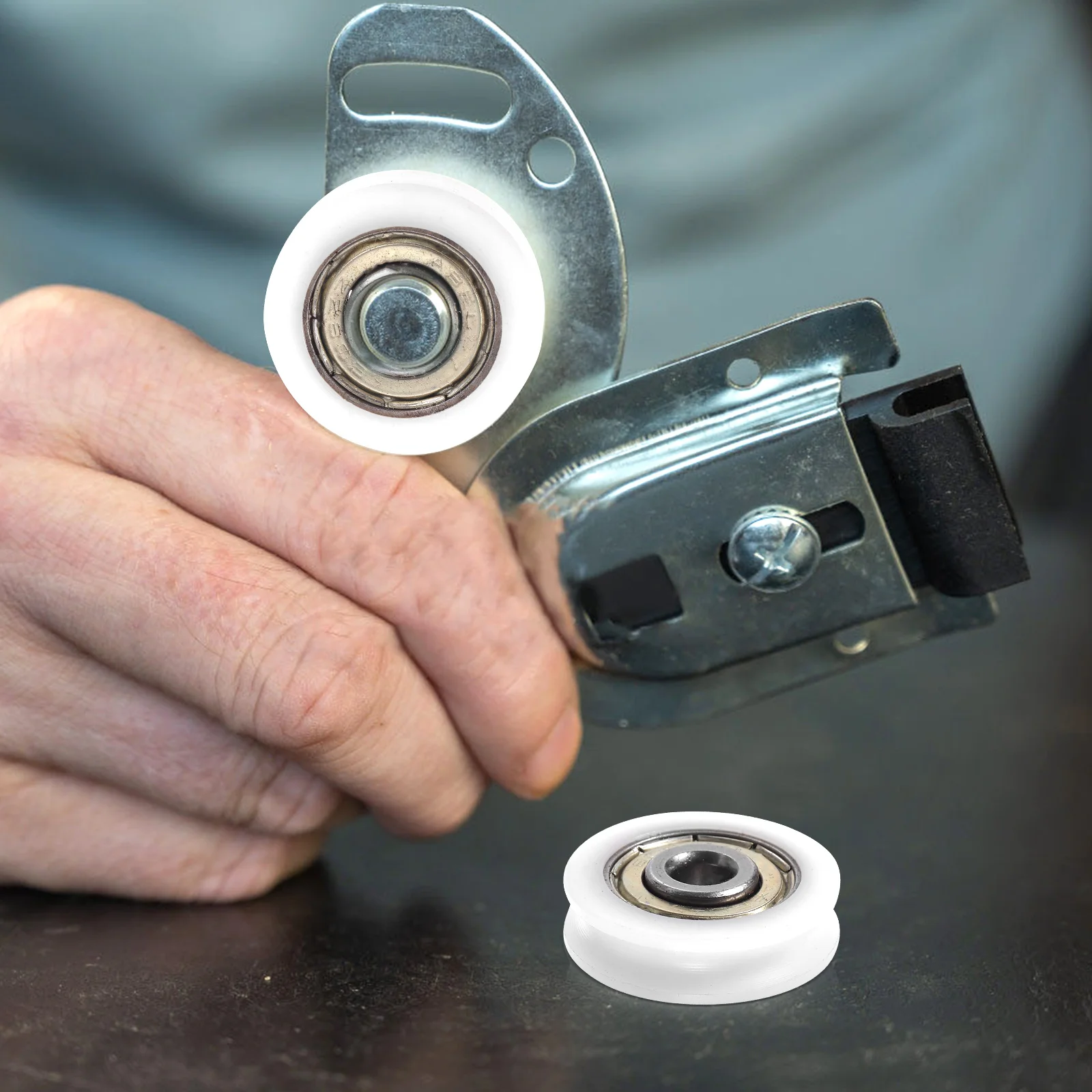 

2pcs Roller Bearing Nylon Steel Deep Groove Ball Bearings Smooth Rolling Easy Install Industrial Bearings Glass Door