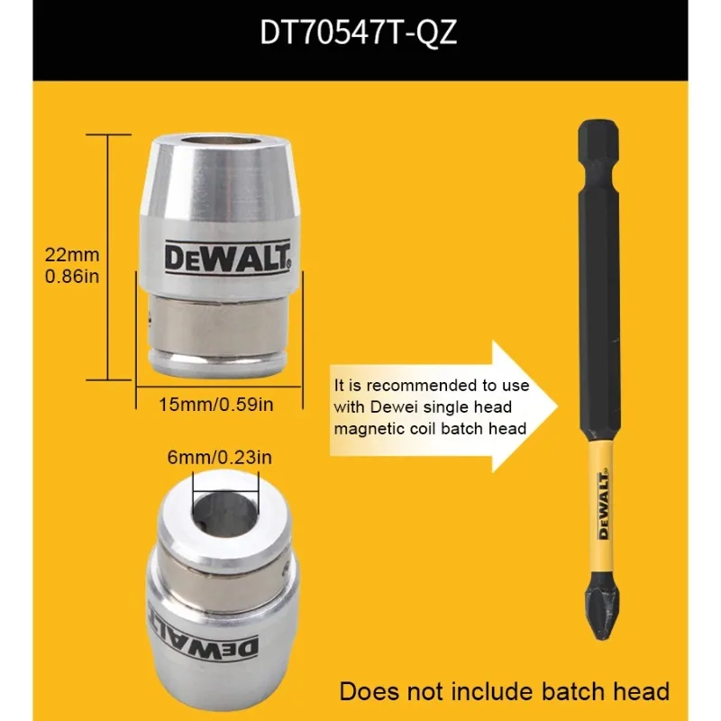 DEWALT DT70547T Extreme Magnetic Screw Lock - 10X Strong Magnetic Force, 22mm Aluminum Ring (1 pc) Silver Anti-Fall Tool