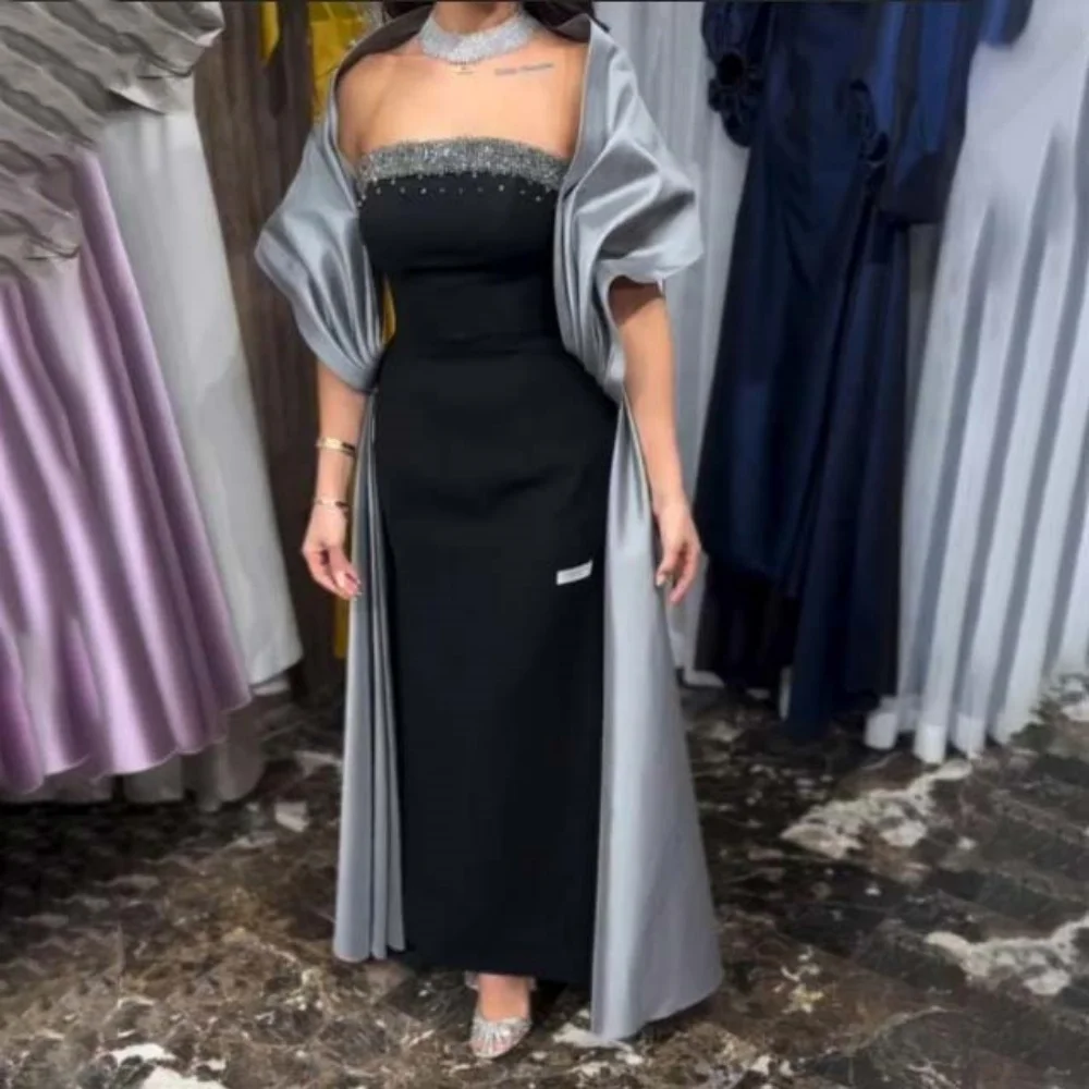 

Изысканное атласное женское платье для выпускного вечера по индивидуальному заказу, очаровательное вечернее платье с бисером, без рукавов, длиной до пола, вечерние платья, роскошные 2025