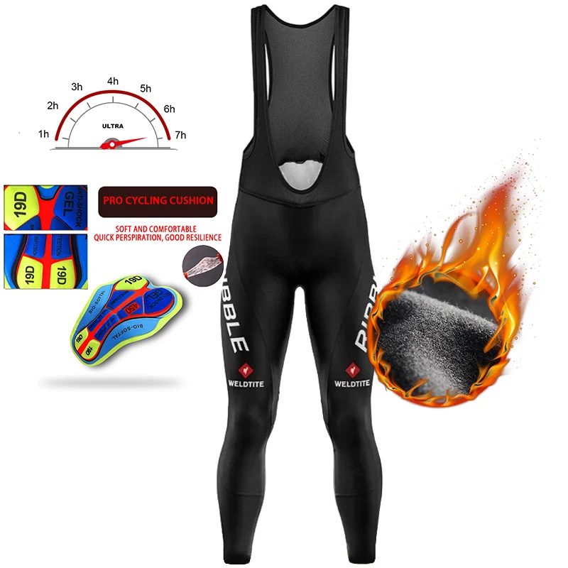 

2026 Thermal Winter Cycling Bib Pants With Back Pocket 19D Gel Padded Men Fleece Sports Warm Bib Pants MTB Road Bike Bib Pants