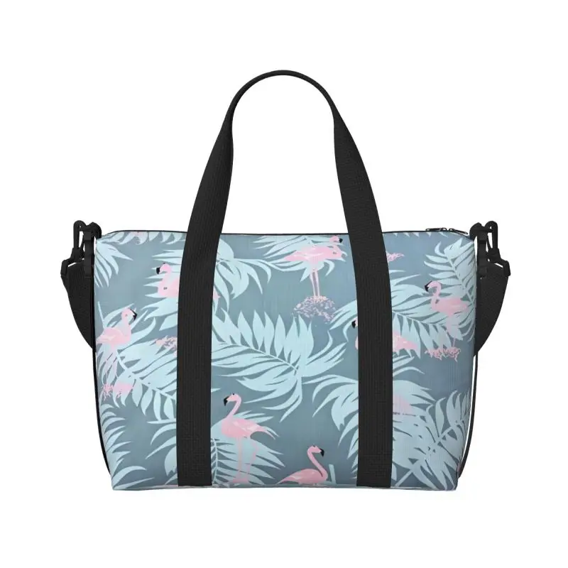 Flamingo leaves Portable crossbody travel bag Large capacity storage bag Crossbody portable sports bag for both men women