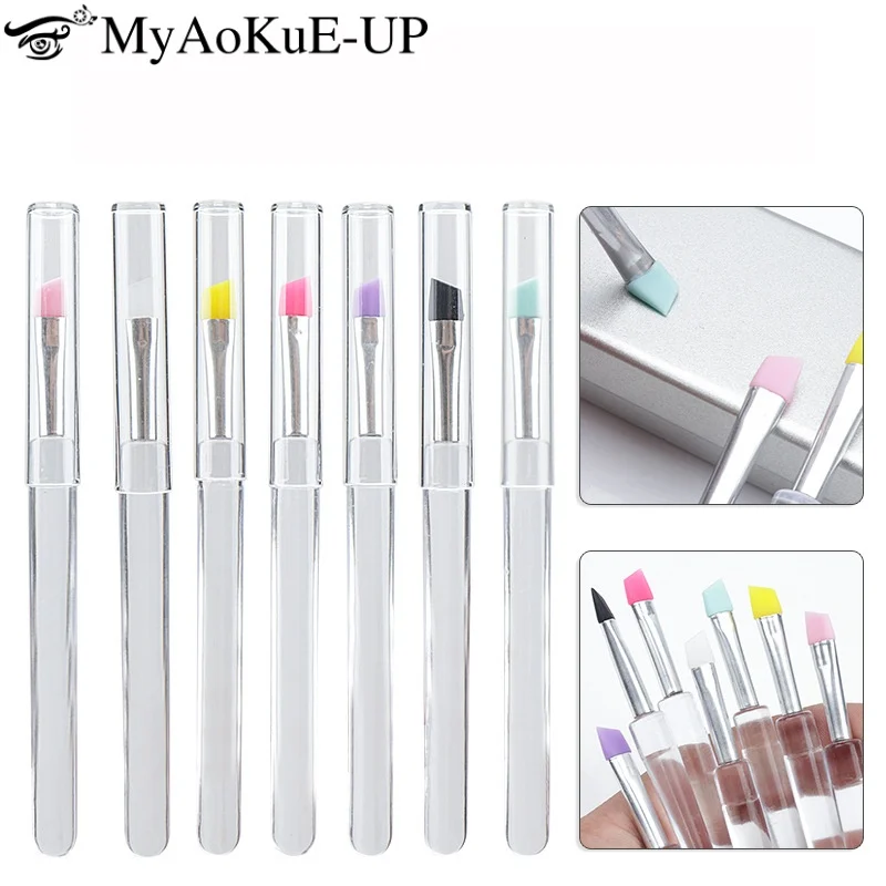 แปรงทาปากซิลิโคน 5 ชิ้น พร้อมฝาปิด ใช้งานง่ายและมีประสิทธิภาพ สำหรับทาลิปสติก ครีม ลิปกลอส แปรงแต่งหน้าสำหรับเขียนคิ้วและอายไลเนอร์