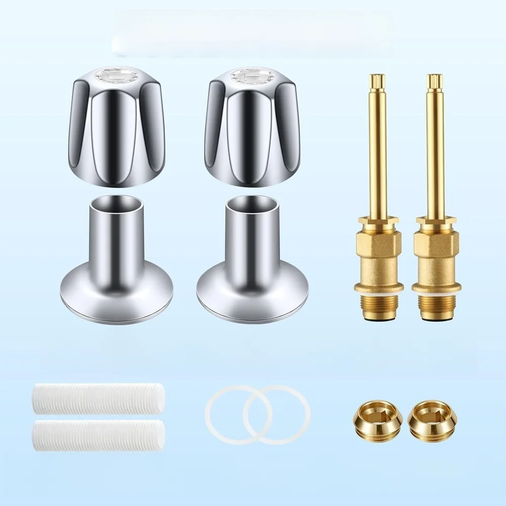 Bathtub Faucet For Shower Knob Kit Zinc Alloy Matte Black Includes 2x Knobs 2x Flanges 2x Nipple Pipes 2x Screws
