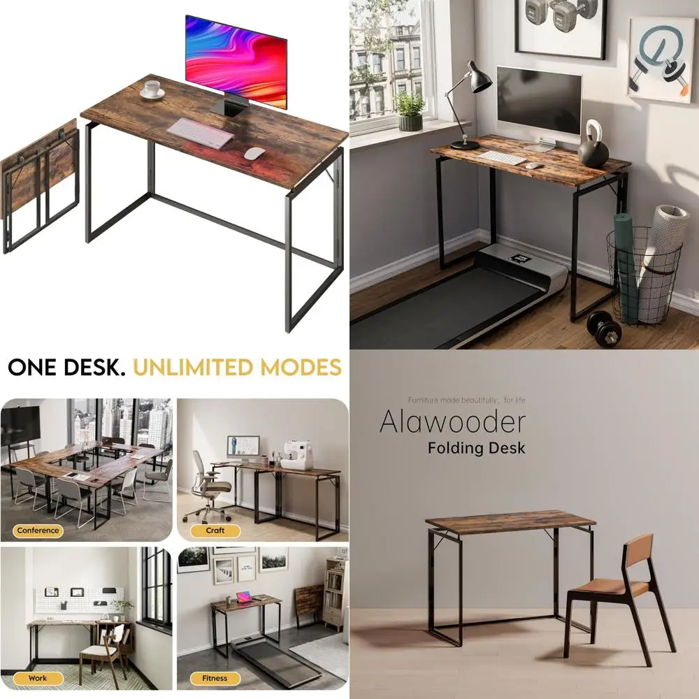 Scrivania pieghevole in legno da 31,5 salvaspazio per ufficio domestico, scrittura e studio: facile installazione