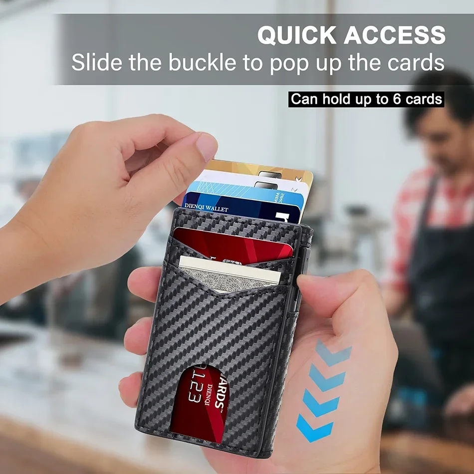 Portable Business Card Holder Magsafe Carbon Fiber Wallet Men Magnetic Card Holder Name Case Mobile Phone Bag Metal Cardholder view 3