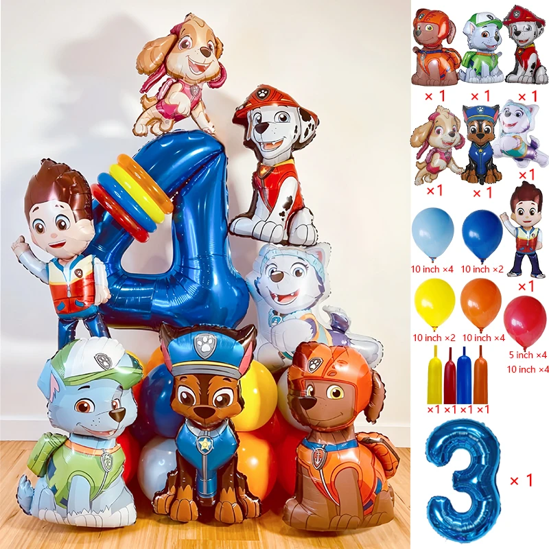 32pcs Cartoon Paw Patrol Themed Balloon Party Decoration Supplies Rescue Dog Puppy Aluminum Foil Balloon Childrens Birthday Gift