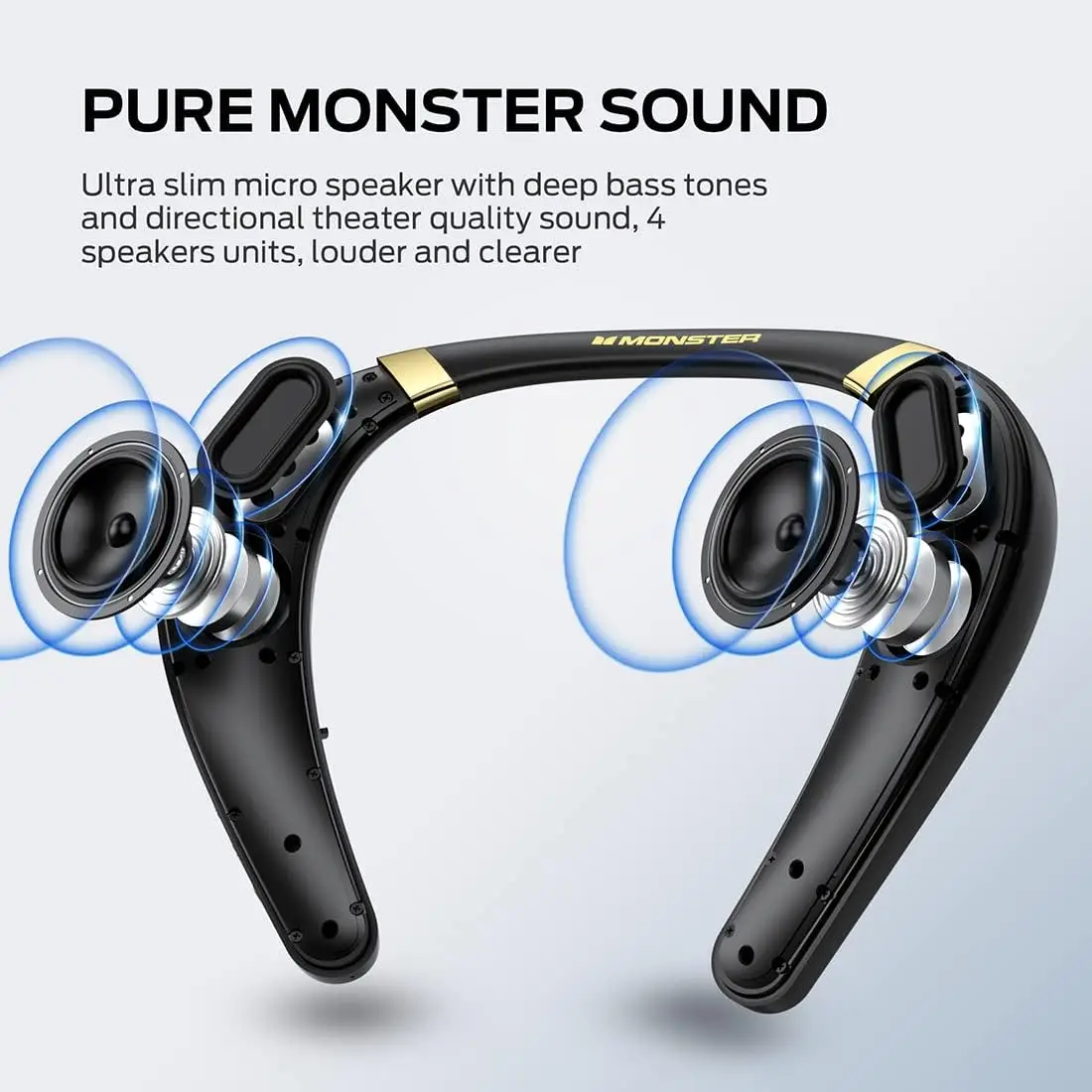 Monster Bumerang 3D Stereo Sound Nacken bügel Bluetooth-Lautsprecher 12h Playtime Hals lautsprecher IPX7 wasserdichter drahtloser tragbarer Lautsprecher