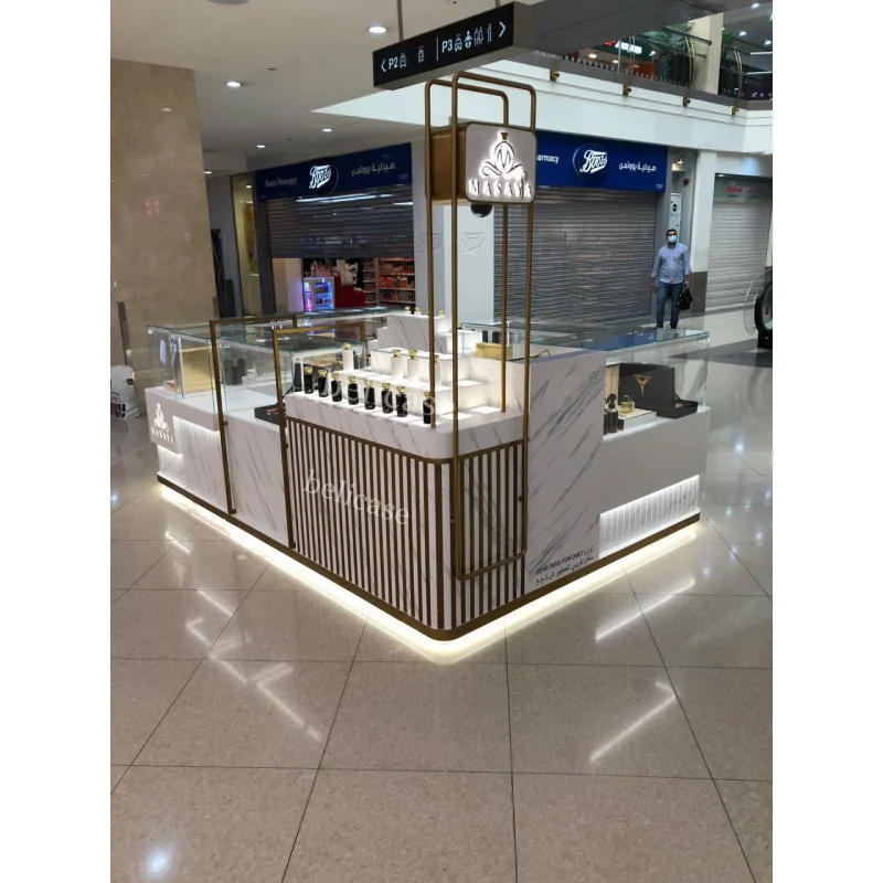 Custom, custom made perfume showcase glass display counter shopping center modern perfume kiosk display furniture design