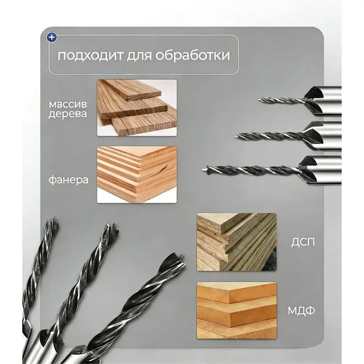 Home Tool Woodworking Drill Bit Set 3/4/5/6/7/8/10 Millimeters Three-Point Hole Opener Wood Edge Twisting Drill for Hand Drill