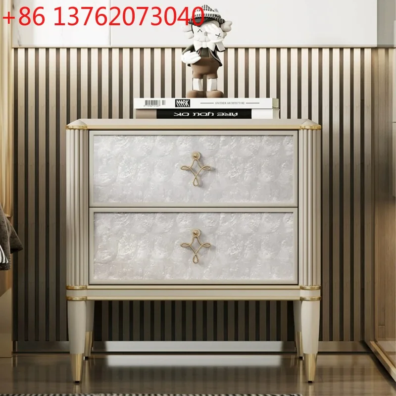 Light luxury bedside American bedroom solid wood small shell storage cabinet modern simple and high-end new bedside table