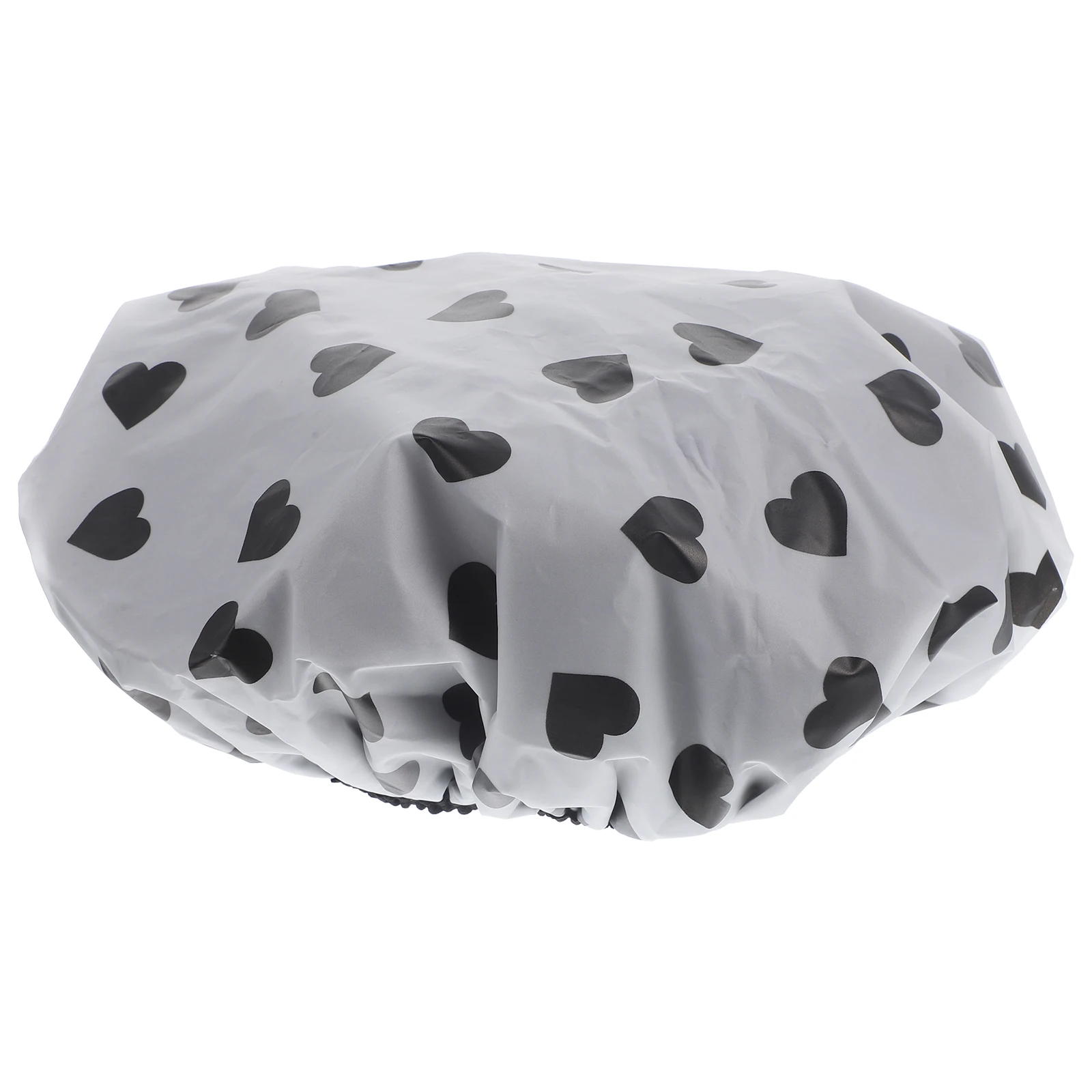 

Waterproof Shower Cap Women Large Double Layer Satin Heart Print Reusable Braids Hair Cover Bath Hood Purple Eva Long Thick