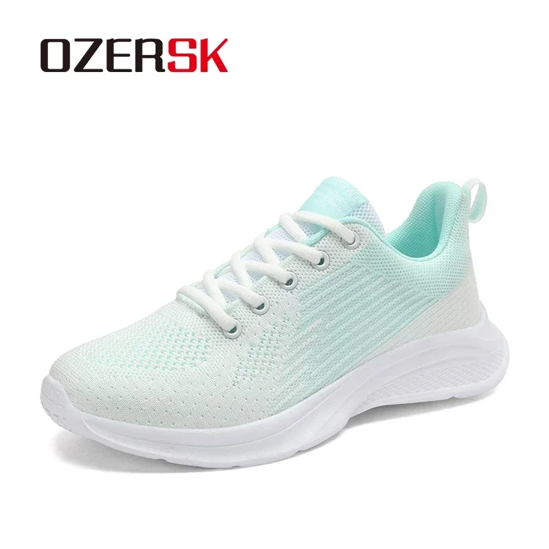 OZERSK New Woman Fashion Sneakers Comfortable Knit Shoes Breathable Female Sneakers Lightweight Casual Womens Shoes