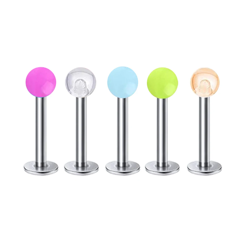 5 pz 16g in acciaio inox labbro Labret Piercing sfera di cristallo Monroe Lip Stud Helix Tragus Conch Piercing cartilagine orecchini