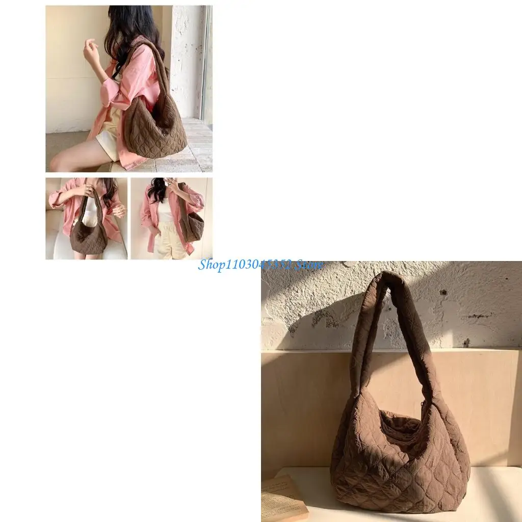 

Quilted Shoulder Bag Large Capacity Shopping Bag for Women Fashion Trendy Bag