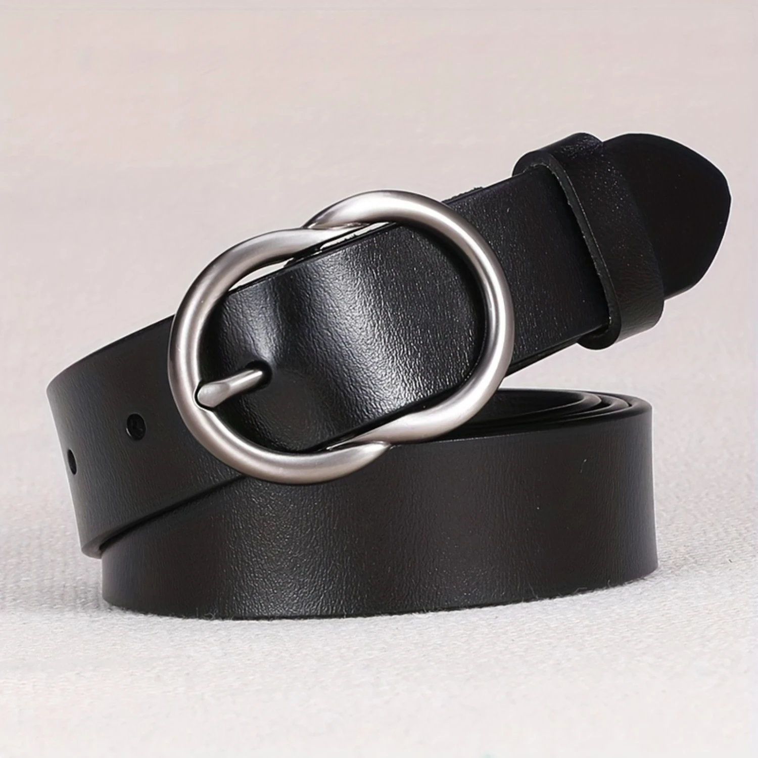 Plus Size Womens Vintage Belt - Eye-Catching Double Ring Buckle, Solid Colors, Casual Style - Perfect for Jeans & Pants, Adjusta