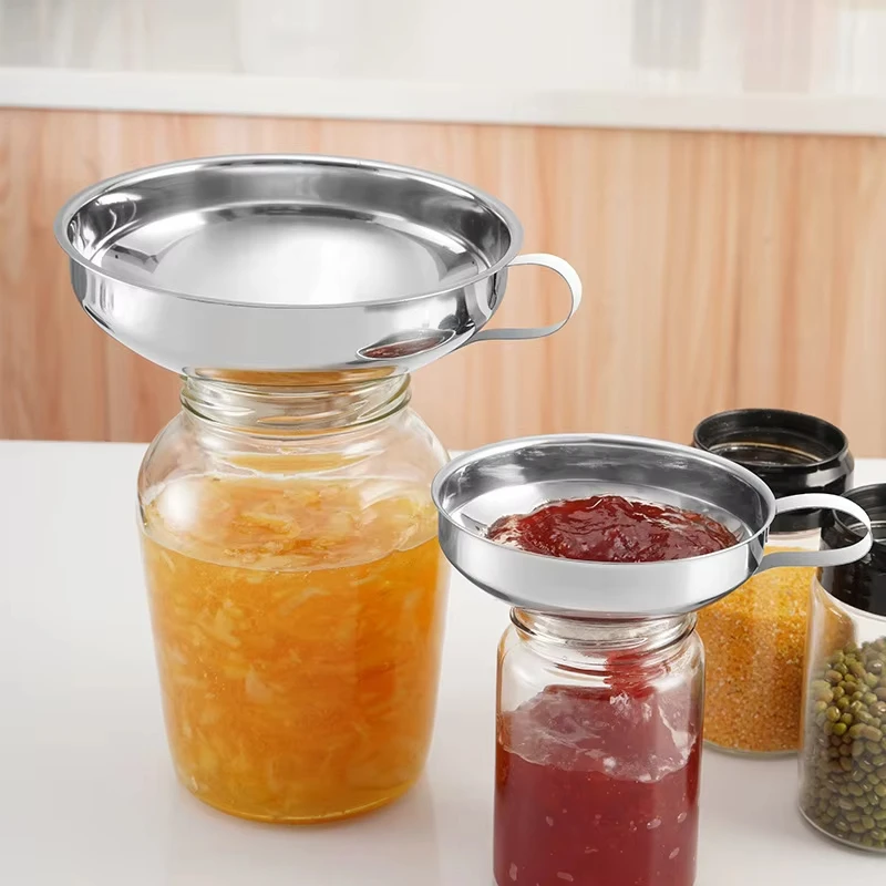 Embudo de boca ancha de acero inoxidable, embudo para conservas, taza, mermelada, aderezo para ensalada, filtro de tolva para tarro, aceite filtrante enlatado, vino, agua, especias
