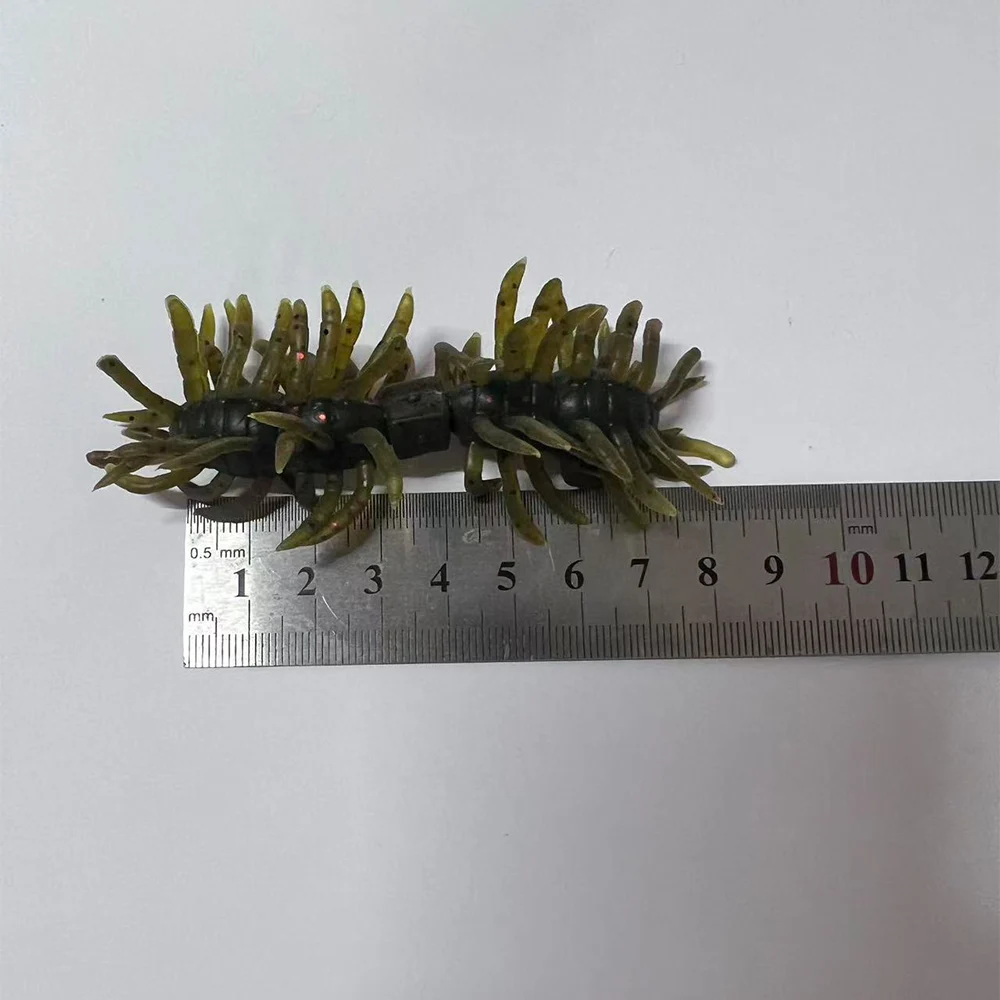 1 Stück, 3 Stück, 11 cm, 10 g, doppelter Kopf mit wackelnden Tentakeln, behaarter Spinnenköder, schwimmender, weicher Köder aus Kunststoff, flexibler Köder für Barsch, Hecht und Forelle. – Detail 11