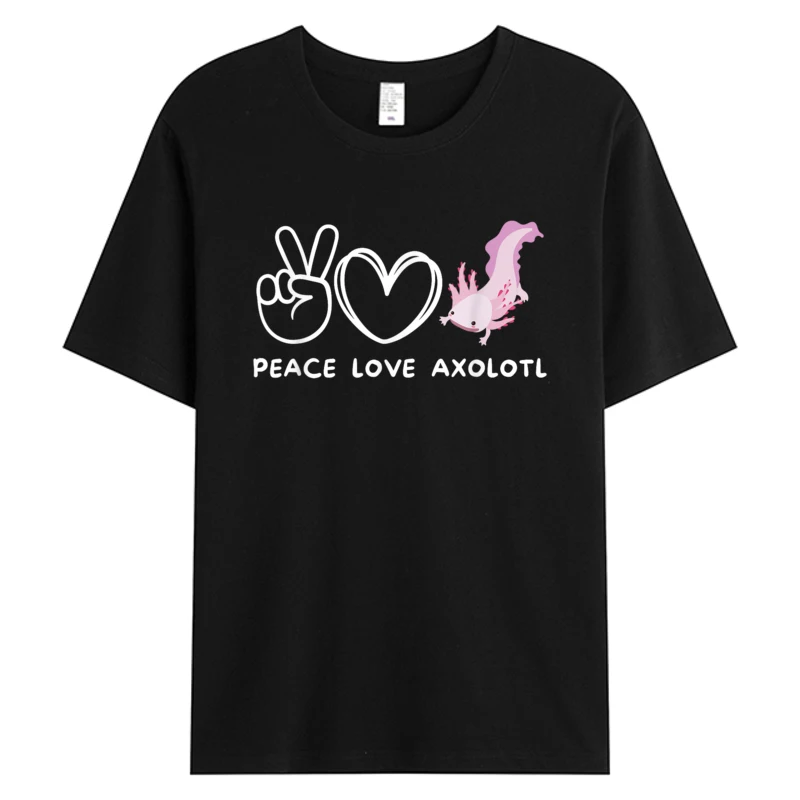 

Peace Love Clothes Man Axolotl Retro Axolotl Lover Men's Cotton Graphic Fashion T-shirts Oversize Tee Shirts Print Tshirts Y2K