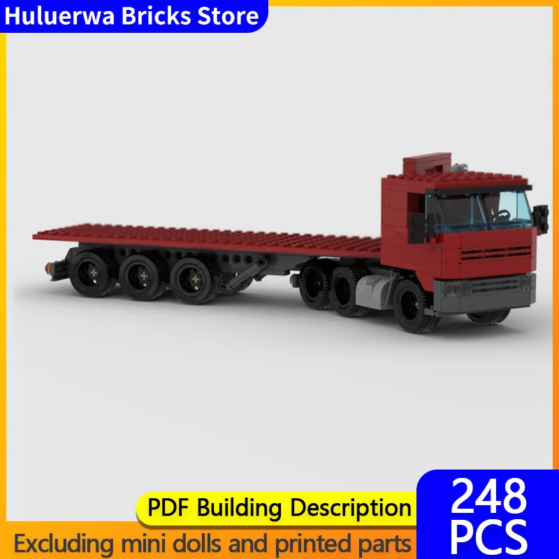 

Модель городской автомобиль MOC, строительные кирпичи, бордовый транспортный прицеп, модульная технология, подарки, праздник, сборка, детские игрушки, костюм