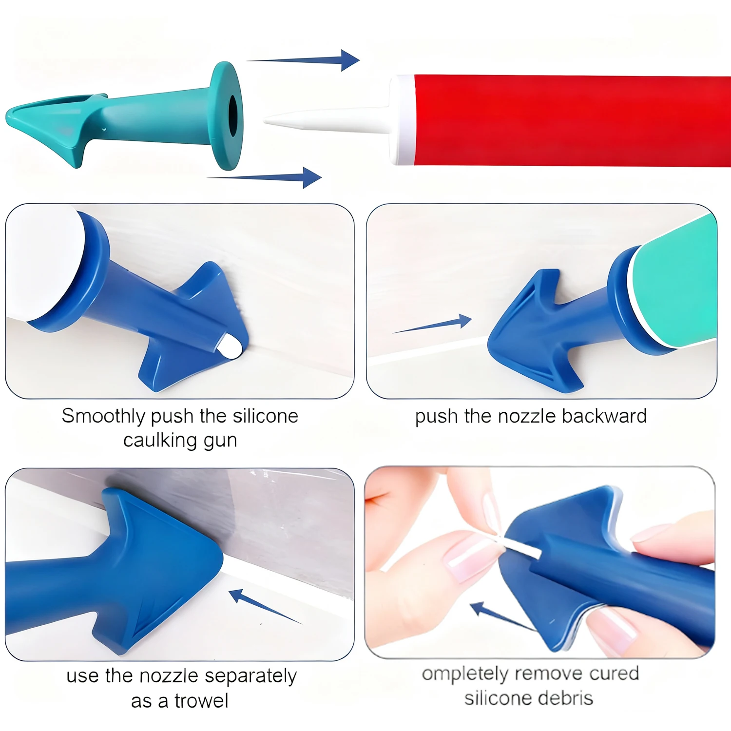 5pcs/1set Caulking Tool Set for Home Improvement, Silicone Sealant Nozzles & Scraper Kit for Professional Tiling&Sealing Results