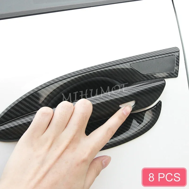 Carbon Fiber Keyless Door Handle Cover + Surrounds Trims For Mazda 3 Sedan (BP) 2019 2020 2021 2022 2023 2024