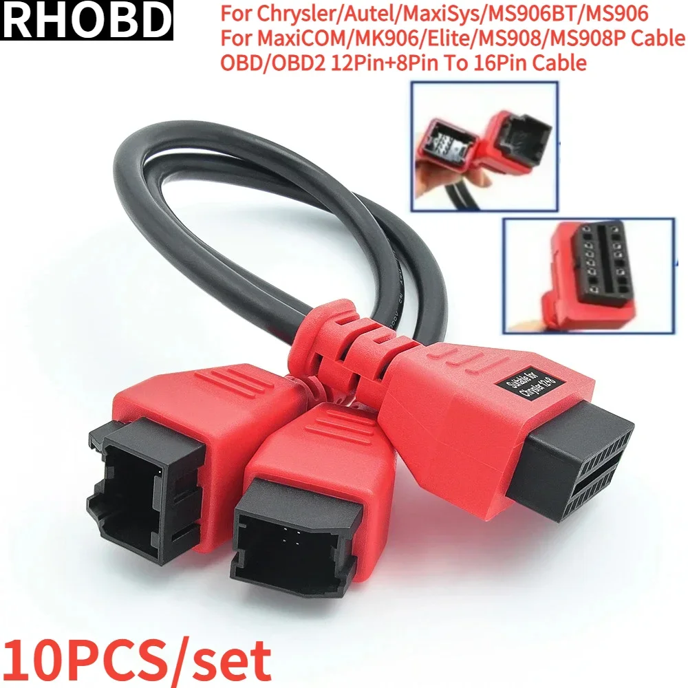 

10 шт. Autel 12 + 8 интерфейс адаптера для программирования для Chrysler/Autel/MaxiSys/MS906BT/MS906/MaxiCOM/MK906/Elite/MS908/MS908P