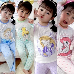 New Spring Autumn Children's Clothing Sets mermaid Sleepwear Clothes Kids Pajamas Set Baby Girls Tangled Cotton Cartoon Pyjamas