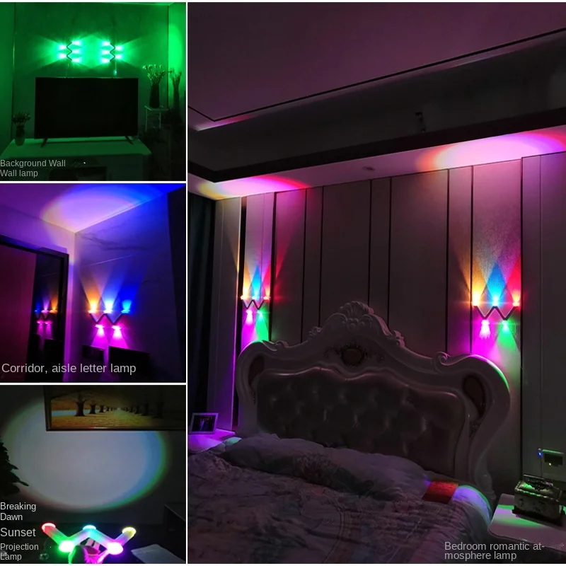 RGB quarto cabeceira pequena luz noturna emitindo carta luz sala de estar fundo luz de parede LED luz ambiente