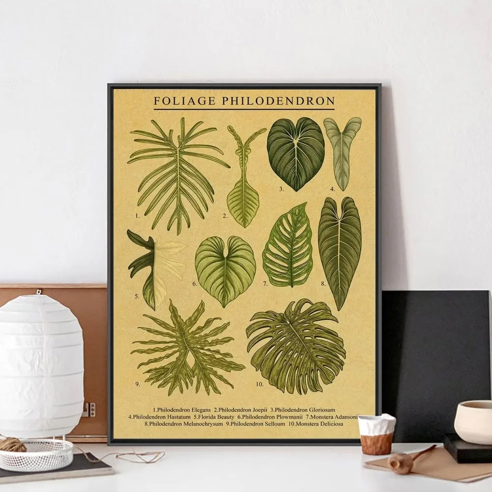 Botanical printing Flowers Herbs botanical illustrations Poster Kraft Paper Vintage Poster Wall Painting Bedroom Study Stickers