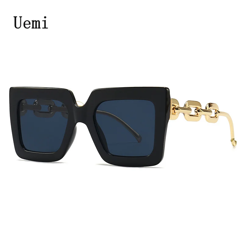 2022 New Fashion Women Square Sunglasses For Ladies Modern Luxury Brand Designer Sun Glasses Vintage Metal Chain Eyewear Shades