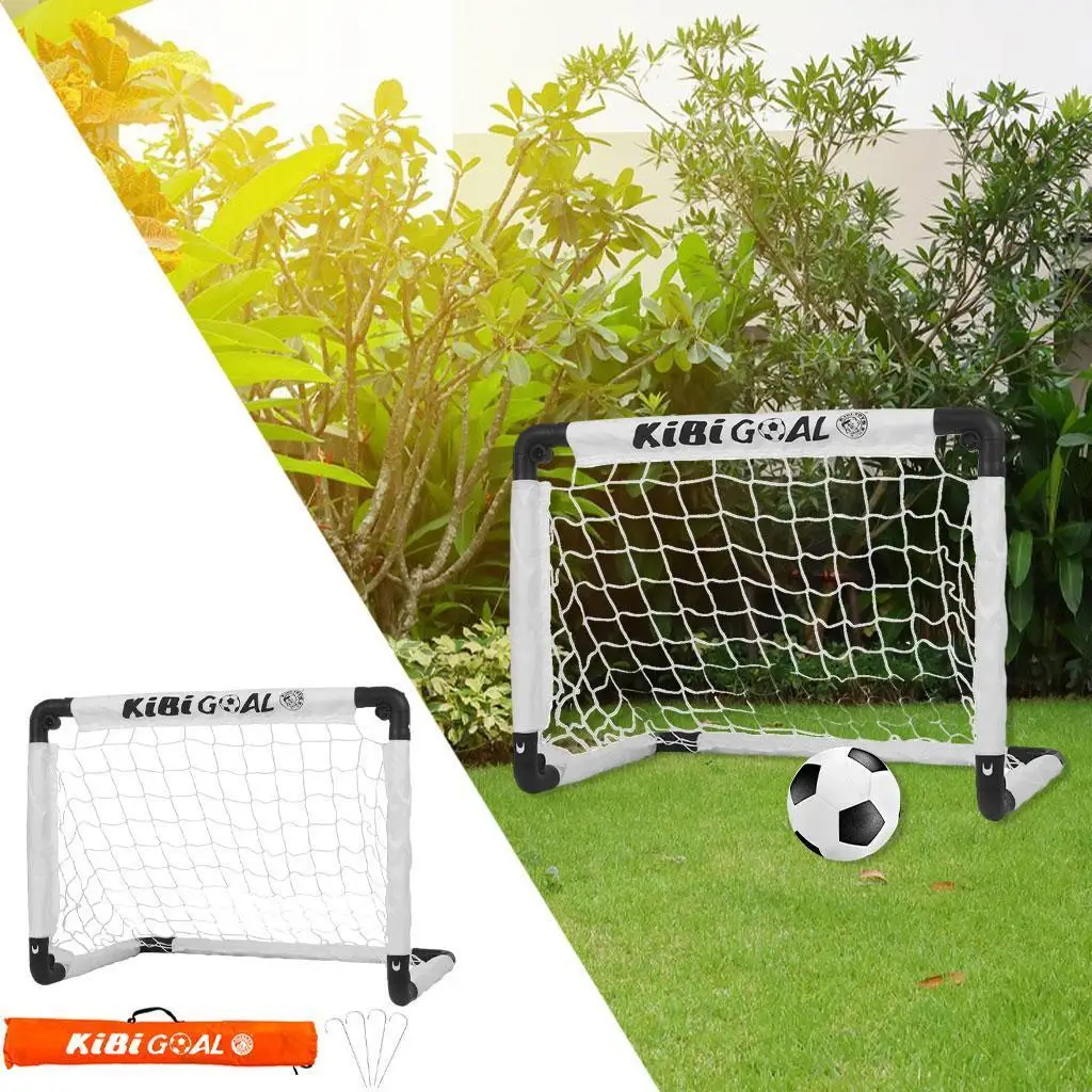 Kids Soccer Goal Set Backyard Mini Net and Ball Orange with Storage Bag