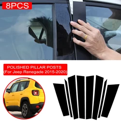 Postes de Pilar pulidos para Jeep Renegade, cubierta de adorno de ventana, pegatina de columna BC, estilo, 8 piezas, 2015-2020
