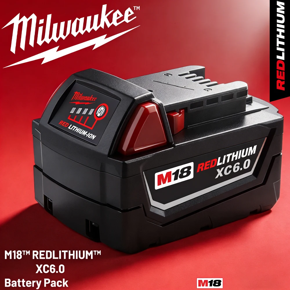 Milwaukee⚒ m18 battery, bateria lifepo4 M18B6, 6000mAh lithium battery XC48-11-1860 Original milwaukee rechargeable battery 18v