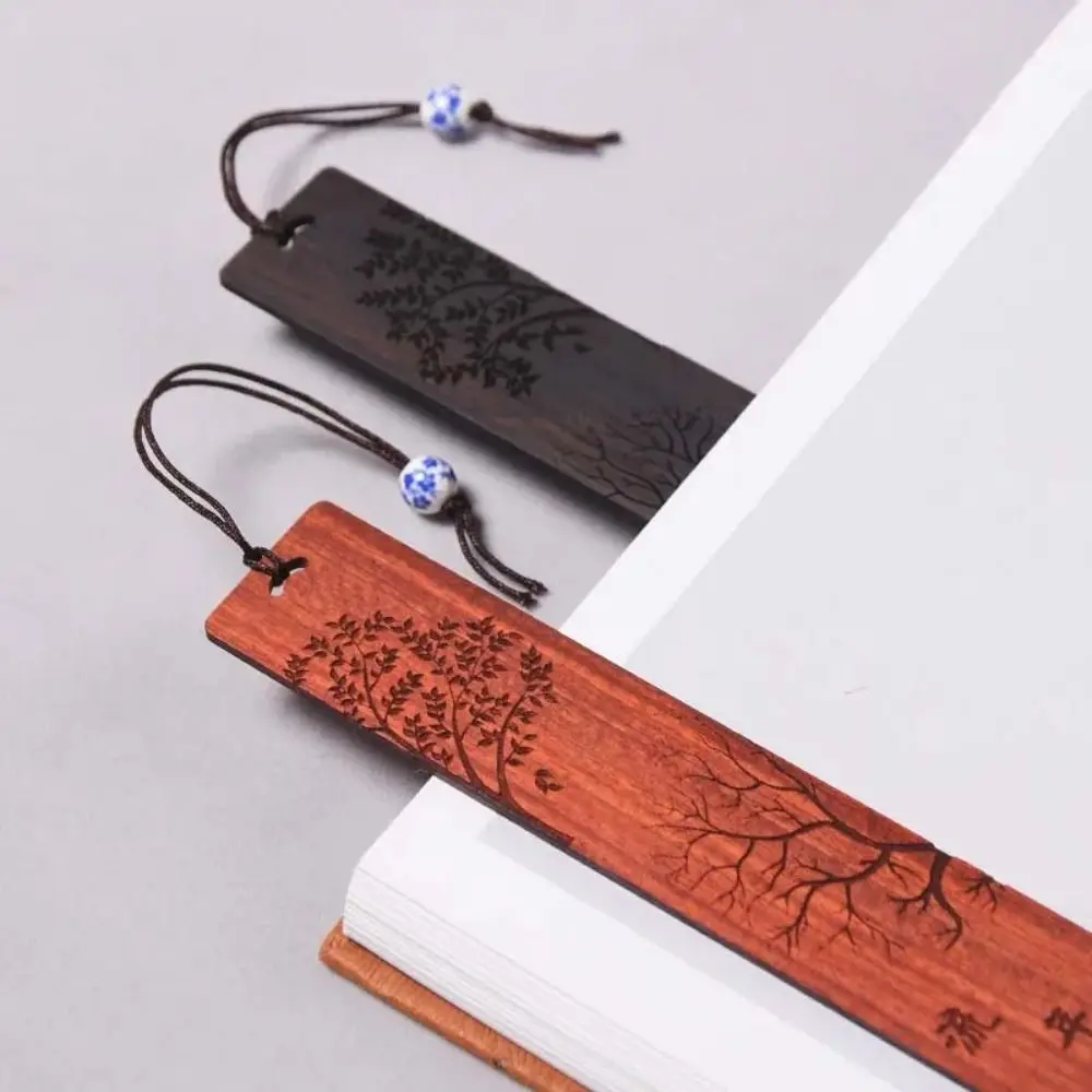 Accessories Wooden Wooden Bookmark Black Red Chinese Style Book Clip Carving Mahogany Home Decor