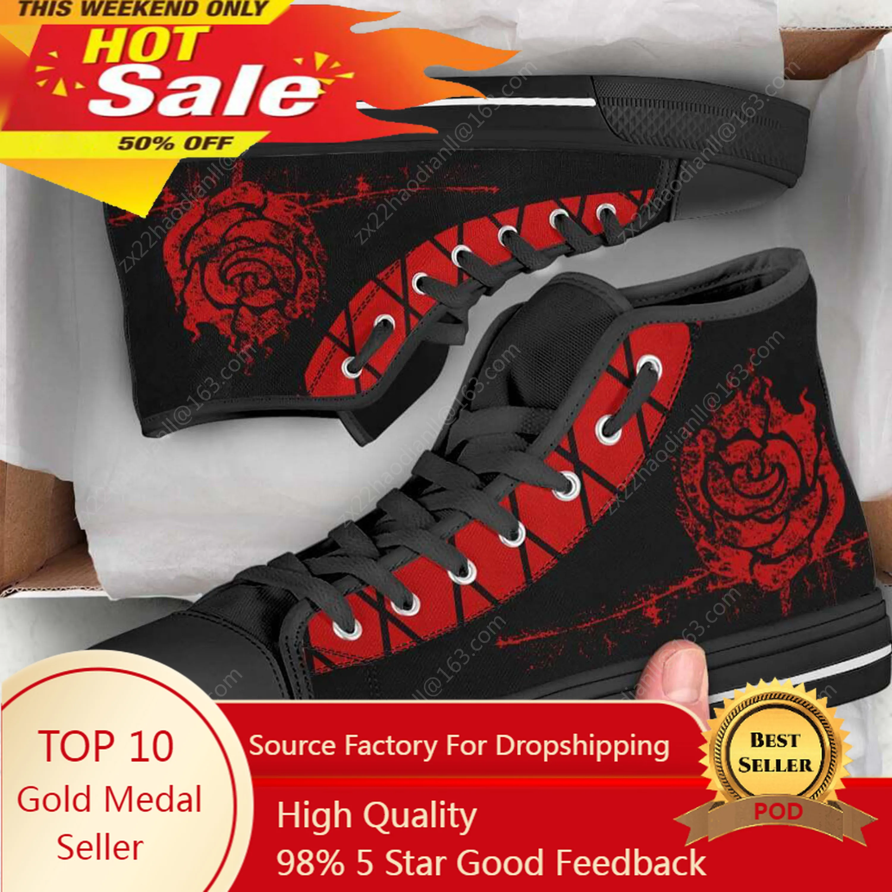 

Ruby Rose High Top Sneakers Mens Womens Teenager Casual Shoes Canvas Running 3D Print Shoes Cosplay Breathable Lightweight shoe