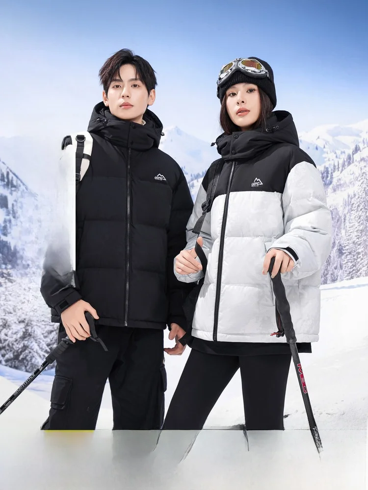 

Snow Fly Spring 2026 Men's Short Hooded Puffer Jacket Thickened Casual Fashion Large Size Polyester Fiber Duck down Filling