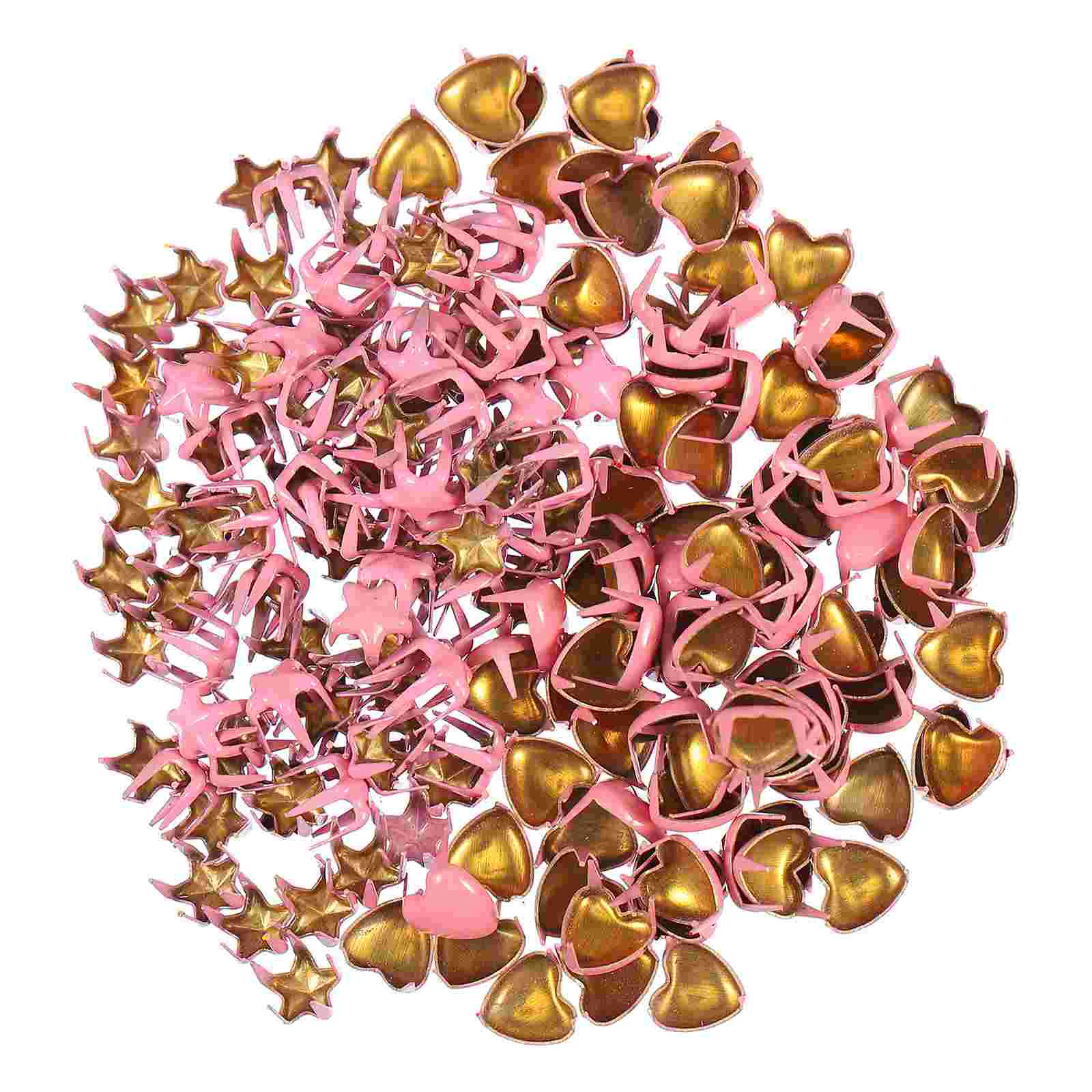 

200pcs Heart Claw Rivets Clothes Buttons Craft Material Making Accessories Wear Resistant Decorative